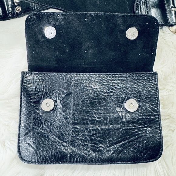 Vintage Mikki G Black Leather Jeweled Belt Bag Detachable XL 36-40 Waist USA main image 7